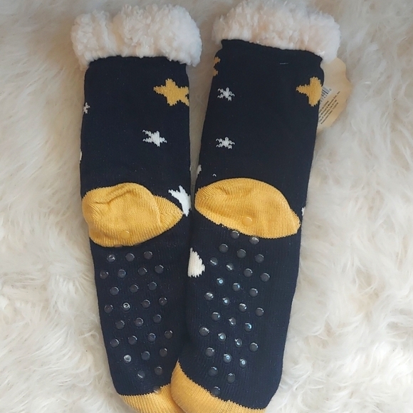 Sherpa Theme Socks "Sweet Dreams" Moon Star Cloud Anti Slip - One Size - Picture 4 of 7